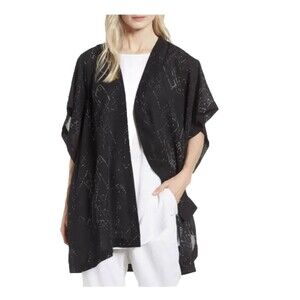 EUC Eileen Fisher Marrakesh Printed Kimono Jacket Silk Blend Open Front Size S/M